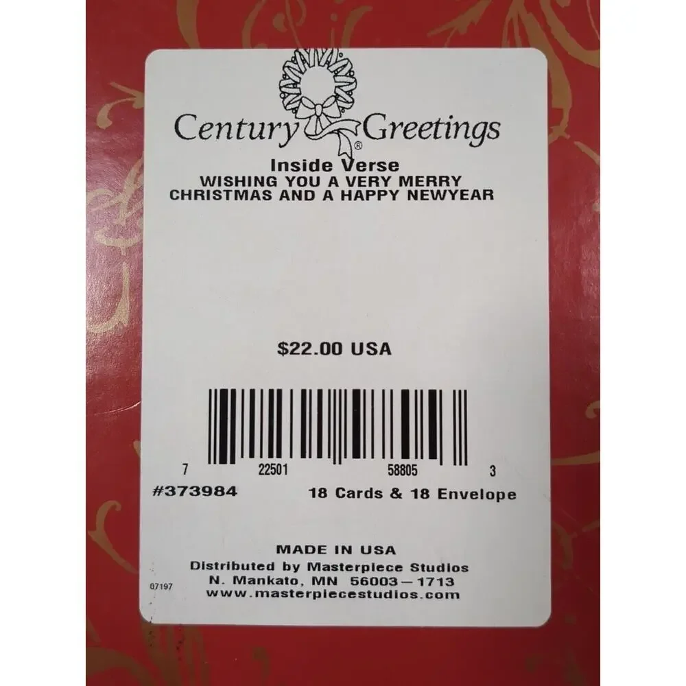 Century‎ Greetings Christmas Tree Holiday 18 Cards Masterpiece Studios USA